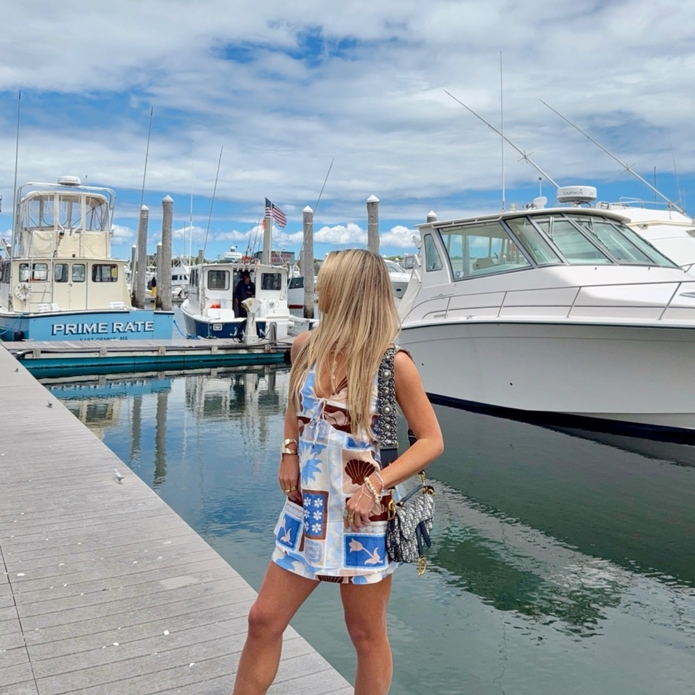 Sabo Skirt Blue and Brown Patterned Dress